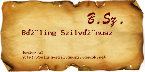 Báling Szilvánusz névjegykártya